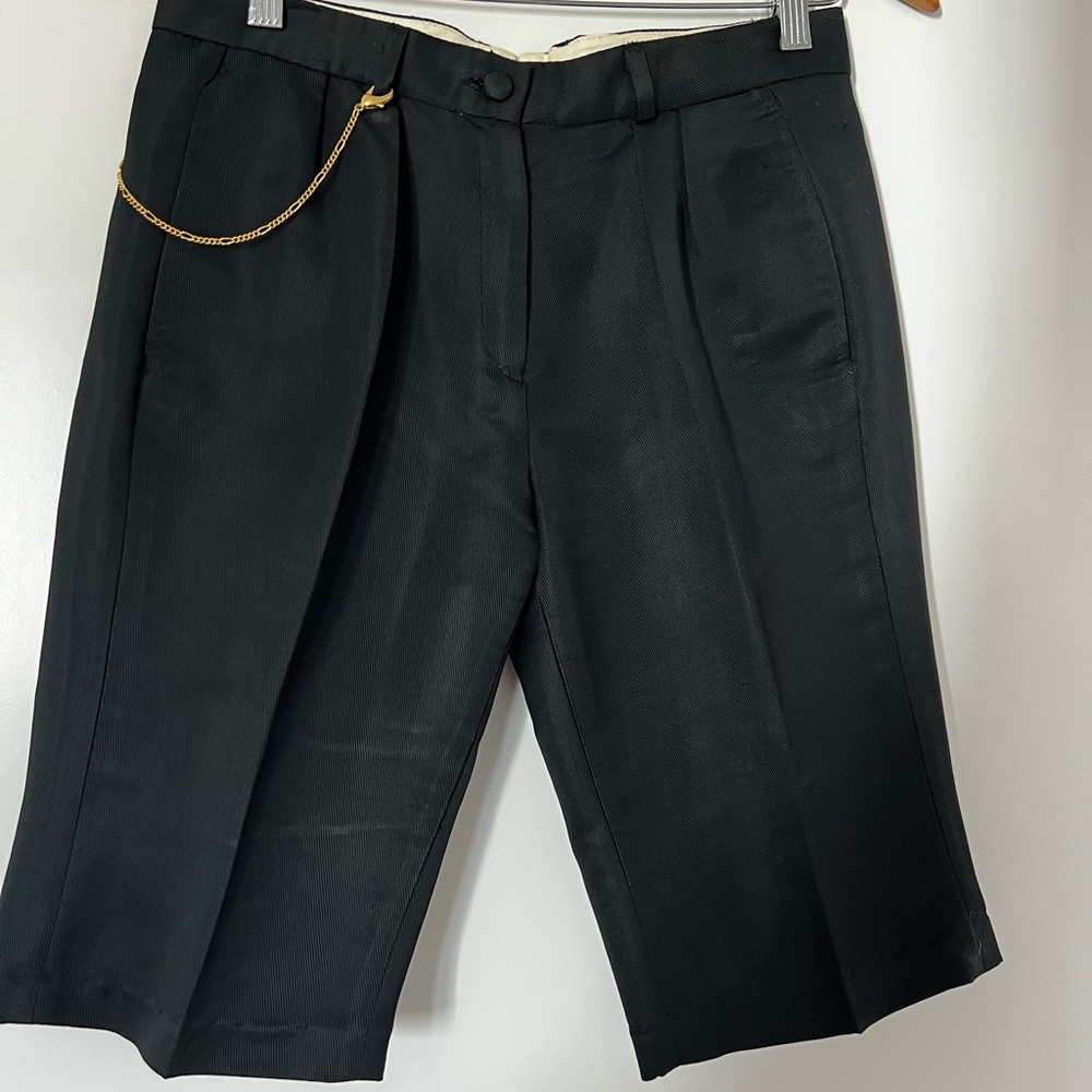 Tailored Silk Black Bermuda Shorts